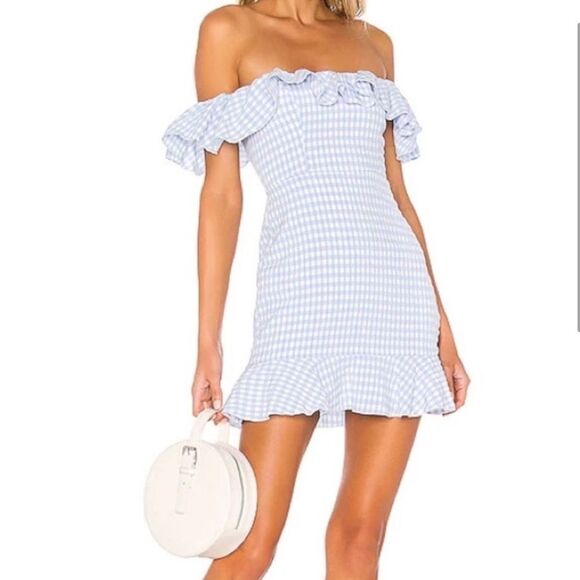 MAJORELLE Dresses & Skirts - Majorelle Daze Away Gingham Blue Plaid Dress